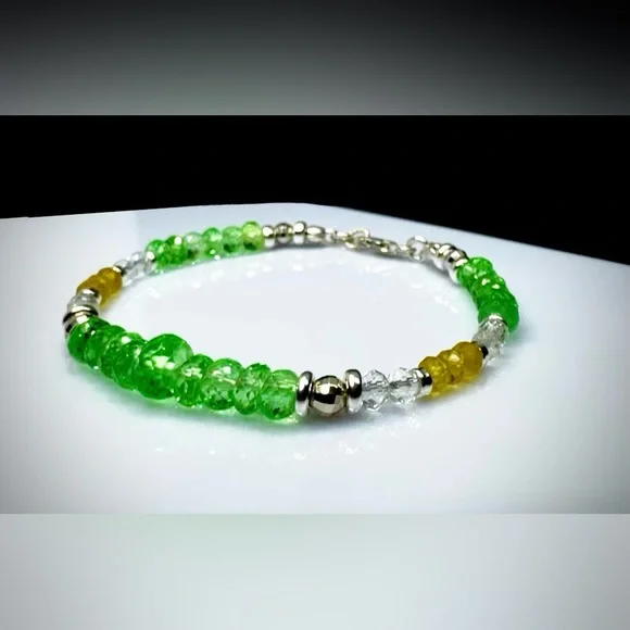 Songea Green Sapphire, Yellow Sapphire & White Topaz Bracelet – Sterling Silver - Picture 6 of 6